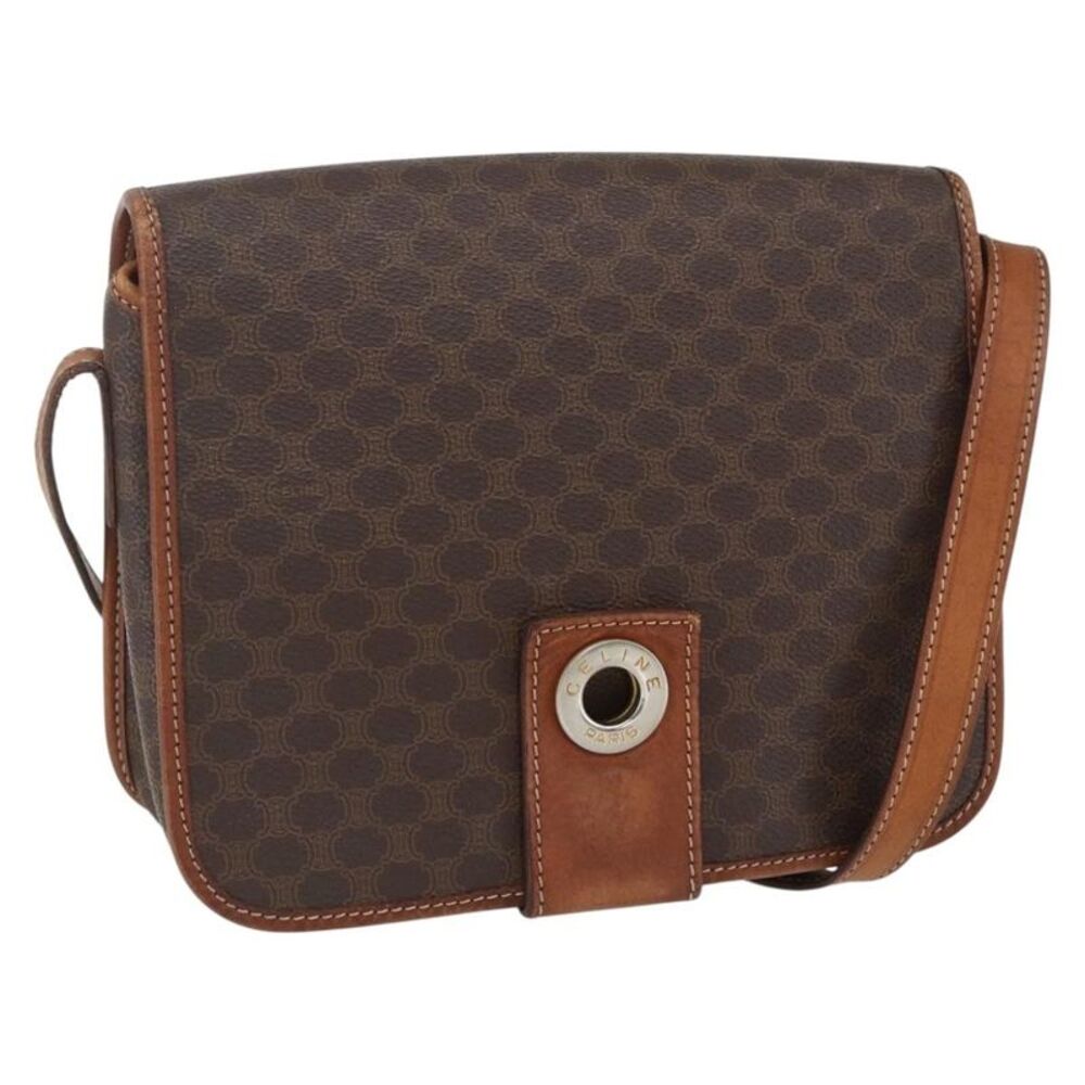 Celine Macadam Shoulder Pvc Leather Brown Pvc Shoulder Bag Bag